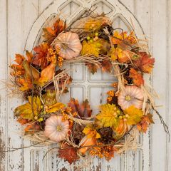 Autumn Harvest Gourd and Maple Wreath