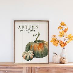 Autumn Has Arrived Gourds White Framed Wall Decor