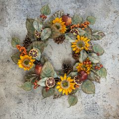 Autumn Hues Faux Sunflower and Orange Slice Wreath