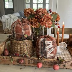 Autumn Leaves Fall Plaid Pumpkin