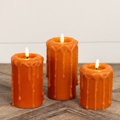 Autumn Orange Flameless Pillar Candle