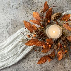 Autumn Orange Pine Candle Ring