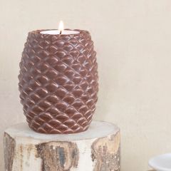Autumn Pinecone Stoneware Tealight Holder