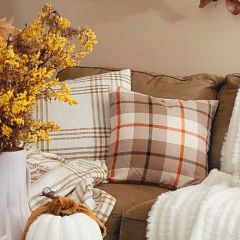 Autumn Plaid Square Throw Pillow