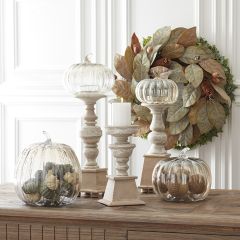 Autumn Pumpkin Glass Cloche Set of 3