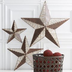 Leather Stitched Stars Set of 3