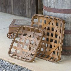 Square Decorative Tobacco Baskets Set of 2