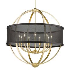 Olympic Gold 9 Light Chandelier with Matte Black Shade