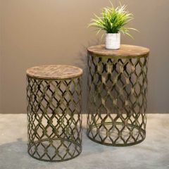Gold Tone Nesting Tables Set of 2