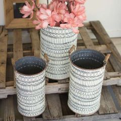 Pressed Tin Bucket Set of 3
