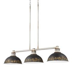 Aged Galvanized Steel With Antique Black Shade Linear Pendant Light