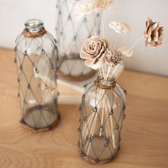 Wrapped Glass Bottle Vase Set of 3