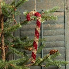 Flocked Candy Cane Ornament Set of 4