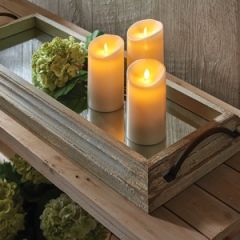 Large Mirror Bottom Wood Serving Tray