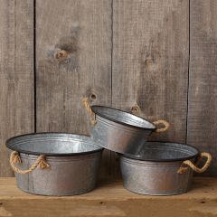 Rope Handled Round Nesting Tins Set of 3