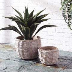 Cement Basket Planter Pot Set of 2