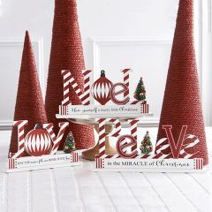 Festive Holiday Tabletop Word Cutout Decor Set of 3