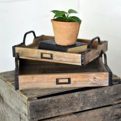 Rustic Wood Trays Set of 2