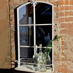 Arched Windowpane Wall Mirror Shelf