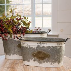 Rustic Garden Tub Planter Set of 2