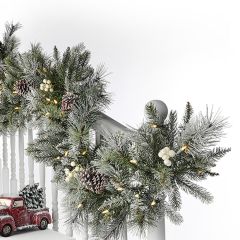 Lighted Snowy Pine Garland