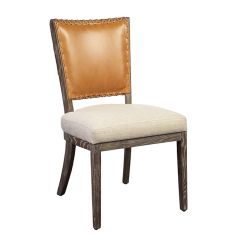 Modern Leather and Linen Chair