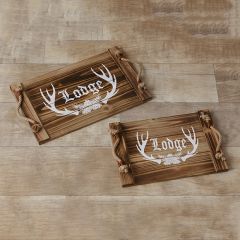 Rope Handled Woodland Lodge Trays Set of 2