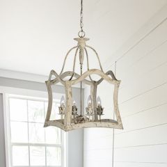 Distressed Wood Framed Aubrey Chandelier
