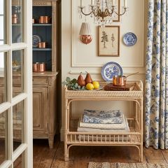 Bamboo and Rattan Accent Table With Shelf