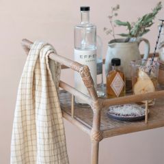 Bamboo and Rattan Rolling Bar Cart