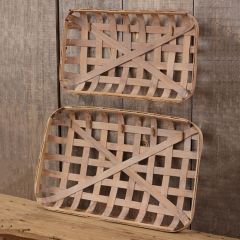 Bamboo Tobacco Basket With Clips Set of 2