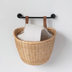 Bamboo Wall Basket With Rod Bracket