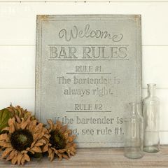 Bar Rules Rustic Metal Sign