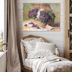 Basket Of Violets Canvas Wall Art