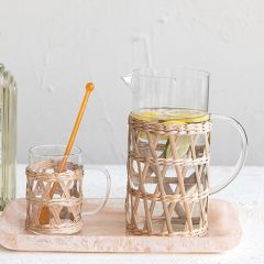 Basket Wrapped Glass Serving Pitcher
