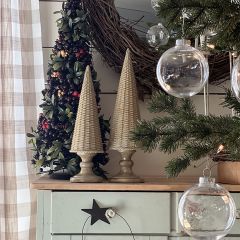 Basketweave Decorative Christmas Trees Set of 2