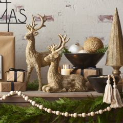 Basketweave Deer Figurines Set of 2