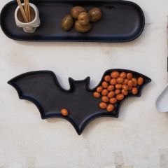 Bat Shaped Stoneware Serving Plate Set of 2