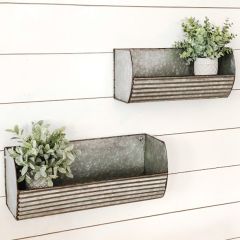 Corrugated Metal Wall Bin Shelf Set of 2
