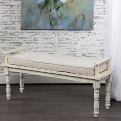 Linen Cushion Wood Bench