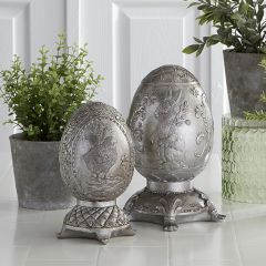 Decorative Foiled Egg On Base Set of 2