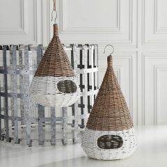 Wicker Cone Hanging Birdhouse Set of 2