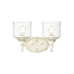 Hammered Water Glass Shade 2 Light Vanity Sconce Antique Ivory