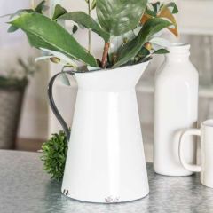 Country Cottage Metal Pitcher Vase