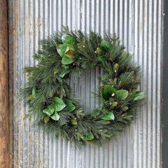 Pine And Magnolia Leaf LED Wreath