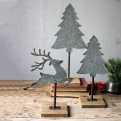 Galvanized Tabletop Christmas Decor Set of 3