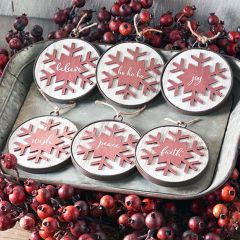 Snowflake Word Ornaments Set of 6