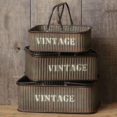 Rustic Rectangular Bins Set of 3