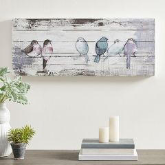 Perched Birds Wood Plank Art