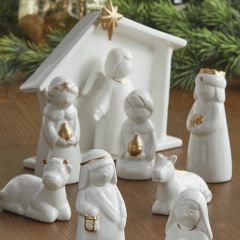 Classic Ceramic Nativity 10 Pieces